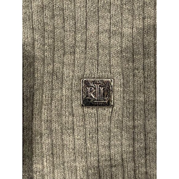 Lauren Ralph Lauren Gray Ribbed Turtleneck Sweater Medium - Picture 3 of 4